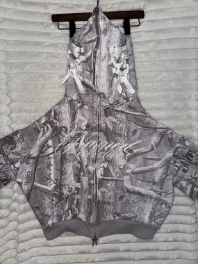 NAMED collective camo bow hoodie